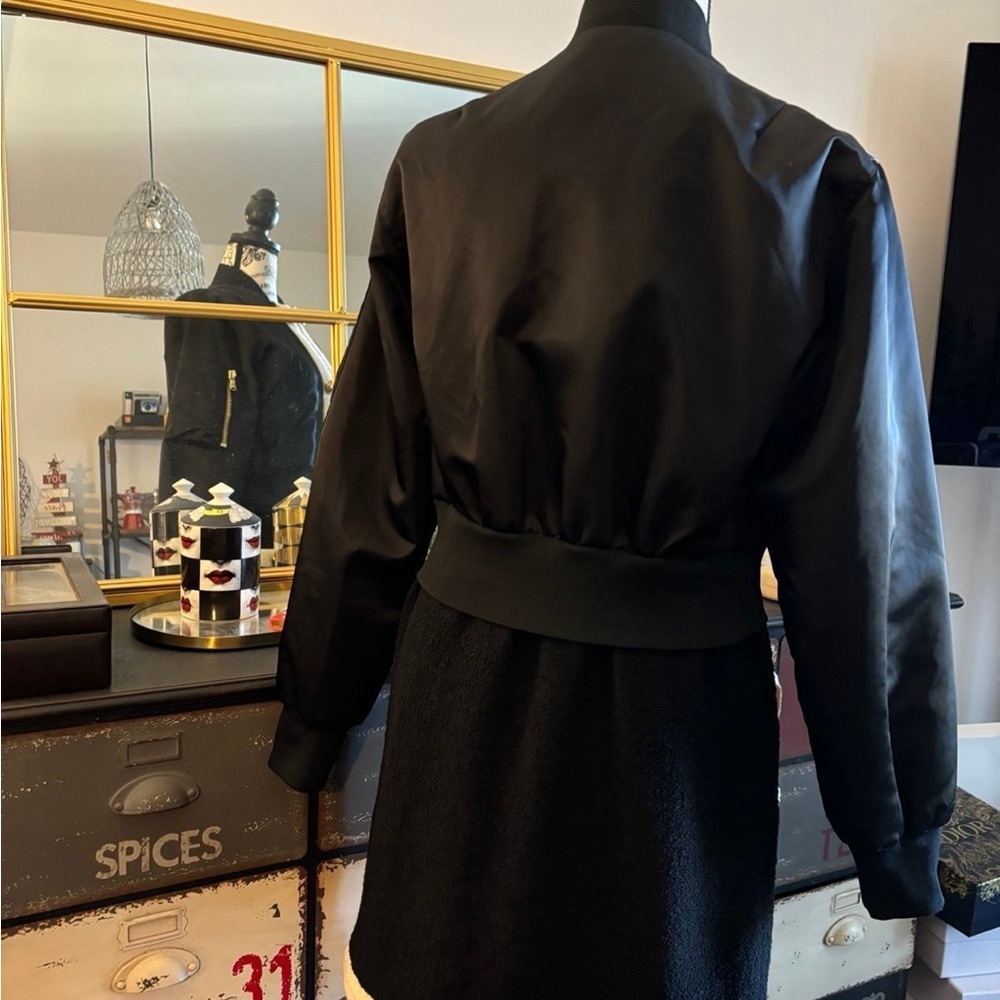 Moschino Couture Black & Cream Mixed-Material Coat - Picture 3 of 11